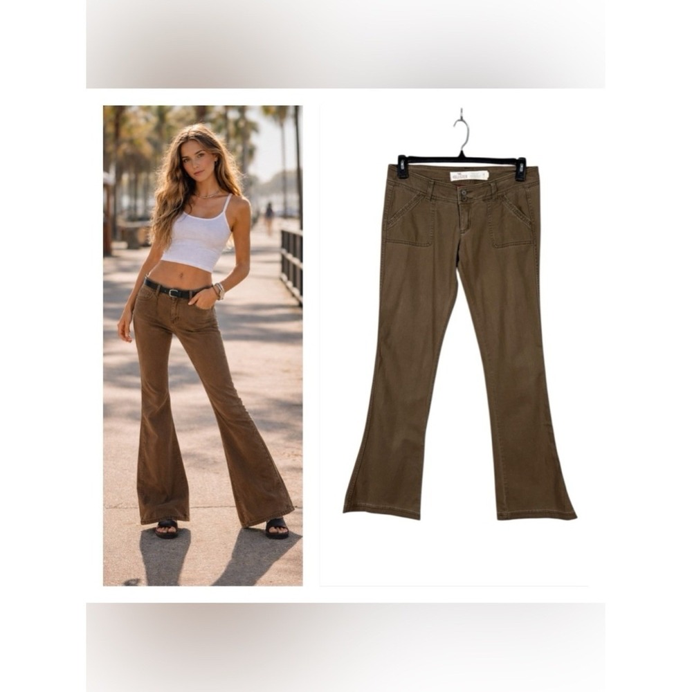 Vintage Y2K 90s Hollister Flare Pants Size 7 Long Low Rise Festival Coachella - Picture 1 of 6